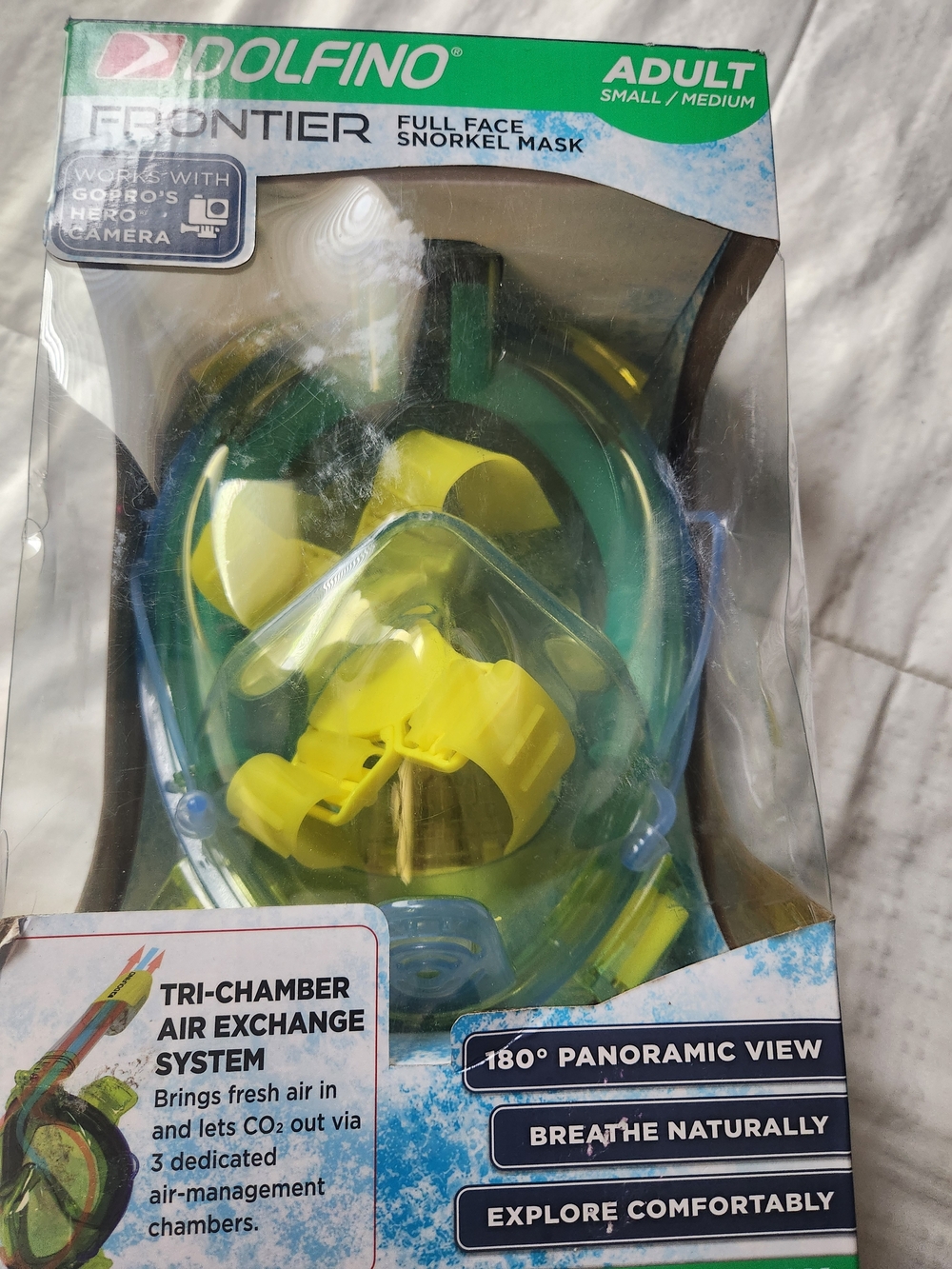 Dolfin Full Face Snorkel Mask in Green and Yellow